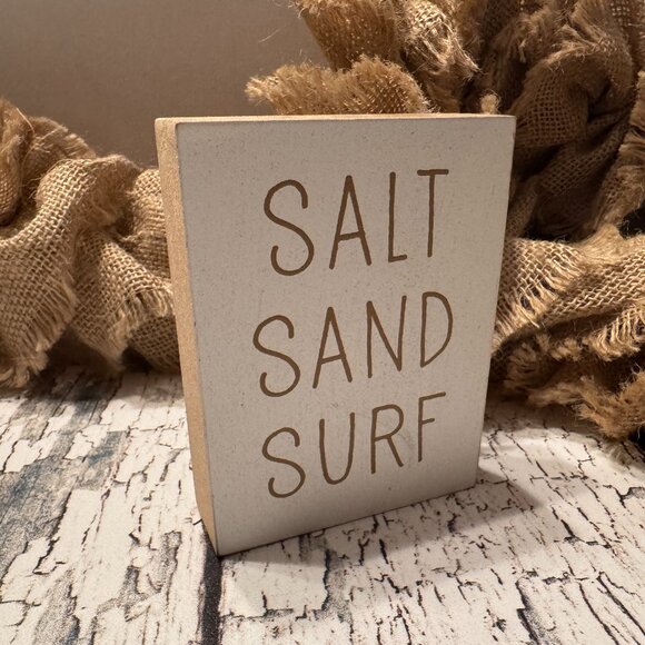 Other - Salt Sand Surf Wood Block Decorations Distressed